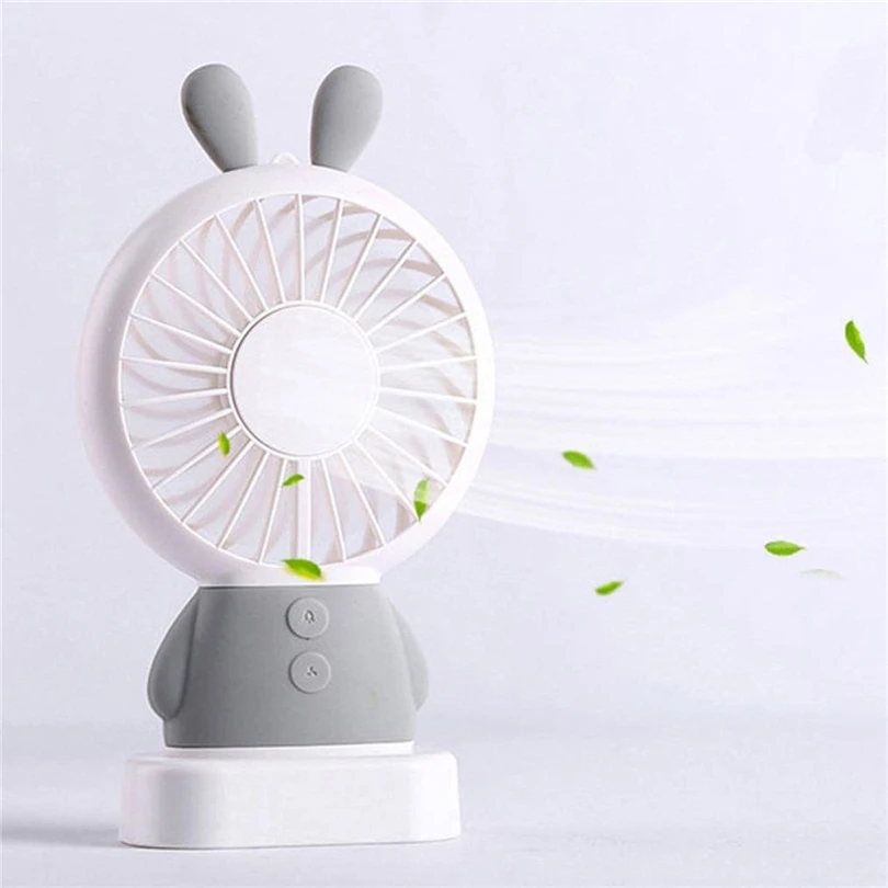 

Portable Hand Fan USB Rechargeable Foldable Bunny Design 2 Speed Adjustable USB Rechargeable Light Mini Fan With Base For Travel