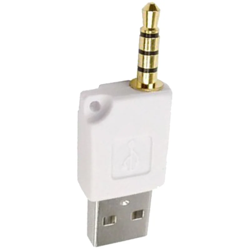 

White USB 2.0 Male to 3.5mm Male Data Sync Charger Adapter Connector for iPod Shuffle 2nd 3rd
