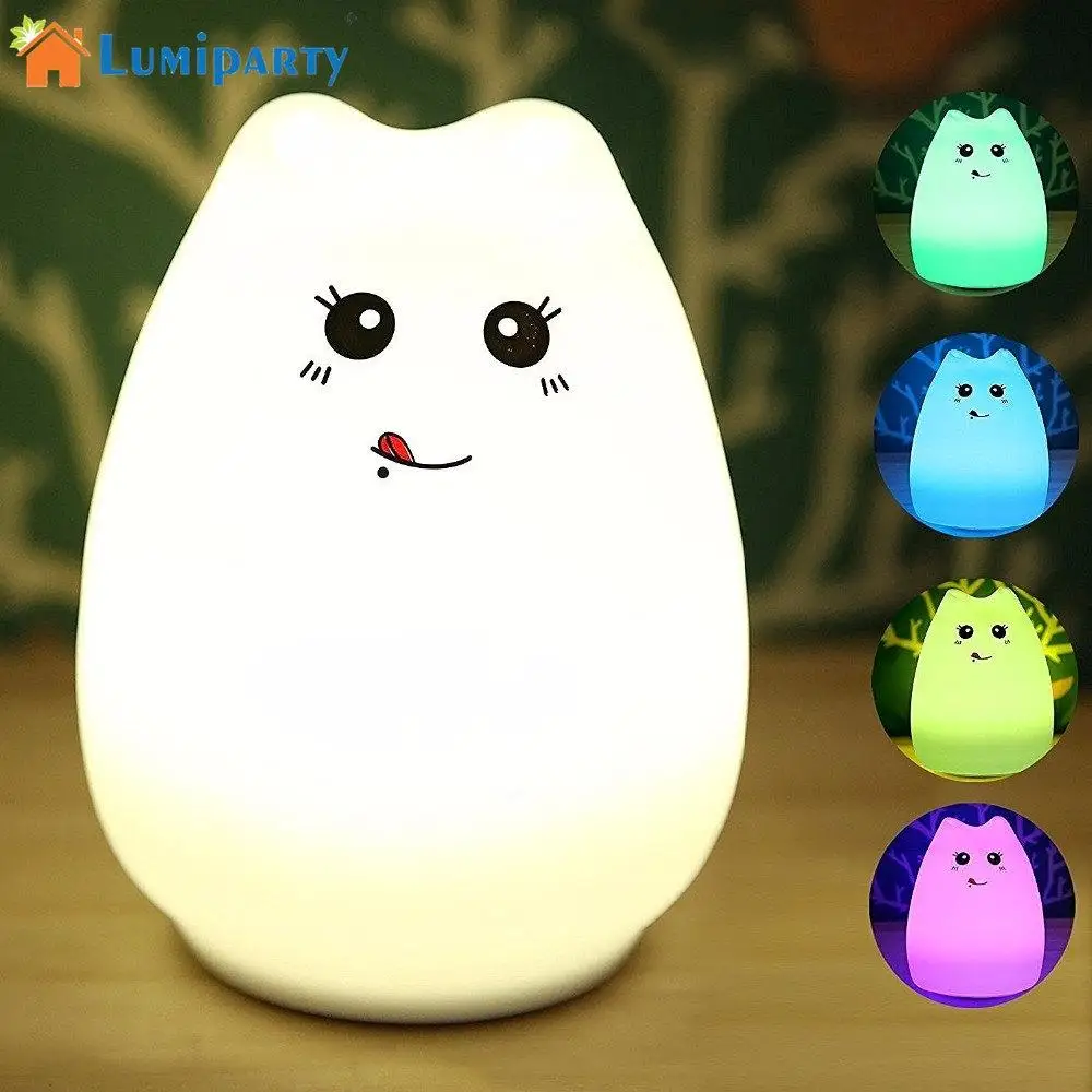 

LumiParty LED Rechargeable Night Light Warm White & RGB Multi Color USB Port Portable Silicone Soft Baby Nursery Lamp Gift