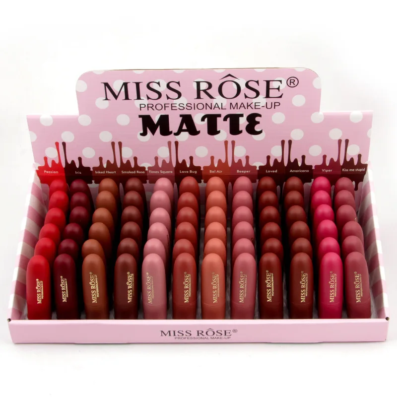 Натуральная губная помада Miss Rose 24 шт./лот водостойкая матовая для макияжа