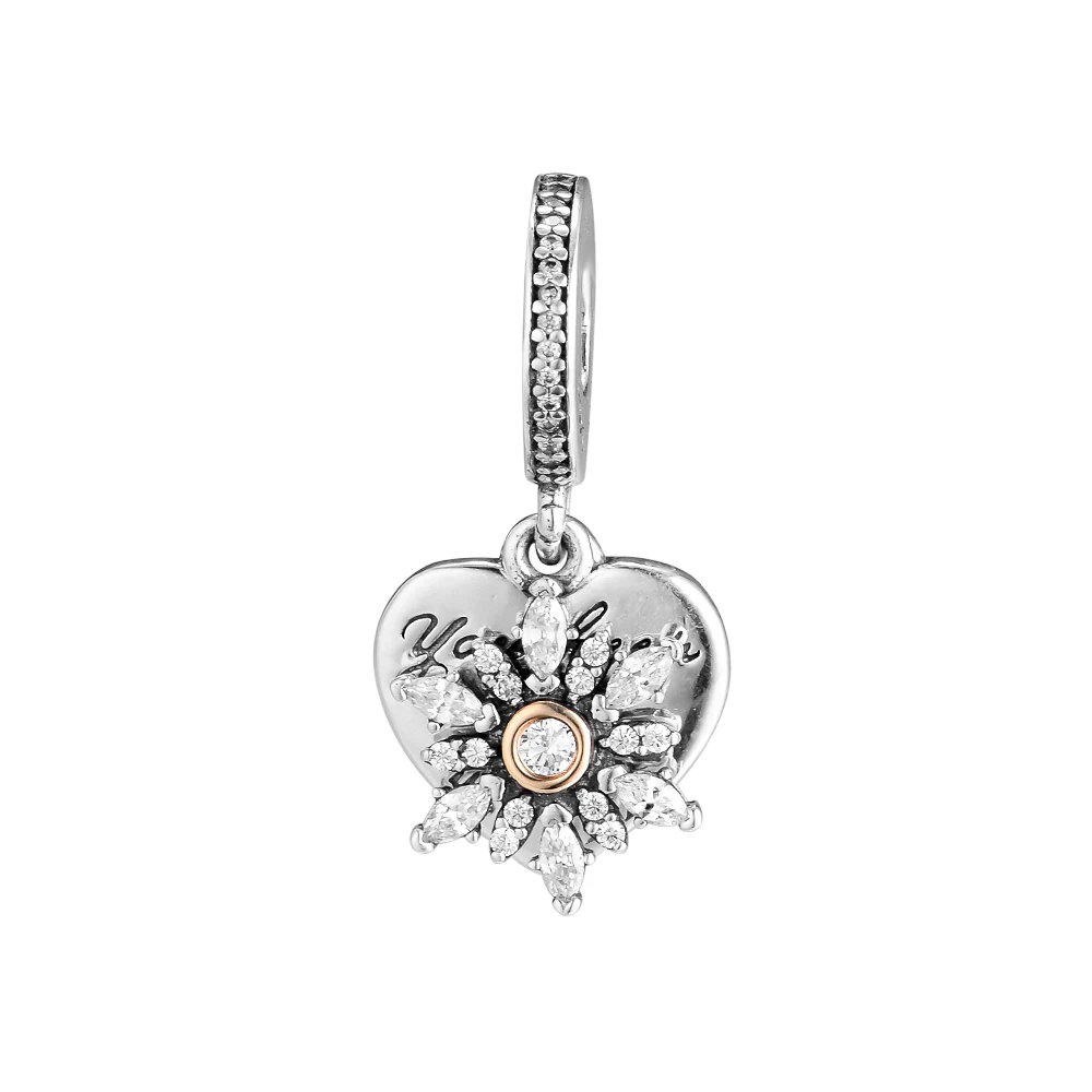 

Fits Pandora Bracelet Snowflake Heart Beads Charms Silver 925 Original Beads for Jewelry Making kralen perles boncuk Charm