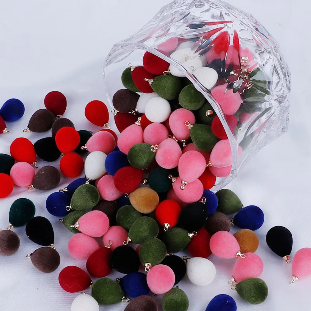 

Simple Temperament 10pcs Hairball Flocking Beads Fit Earrings Hairwear Bracelet Necklace Pendant DIY Handmade Beaded Material