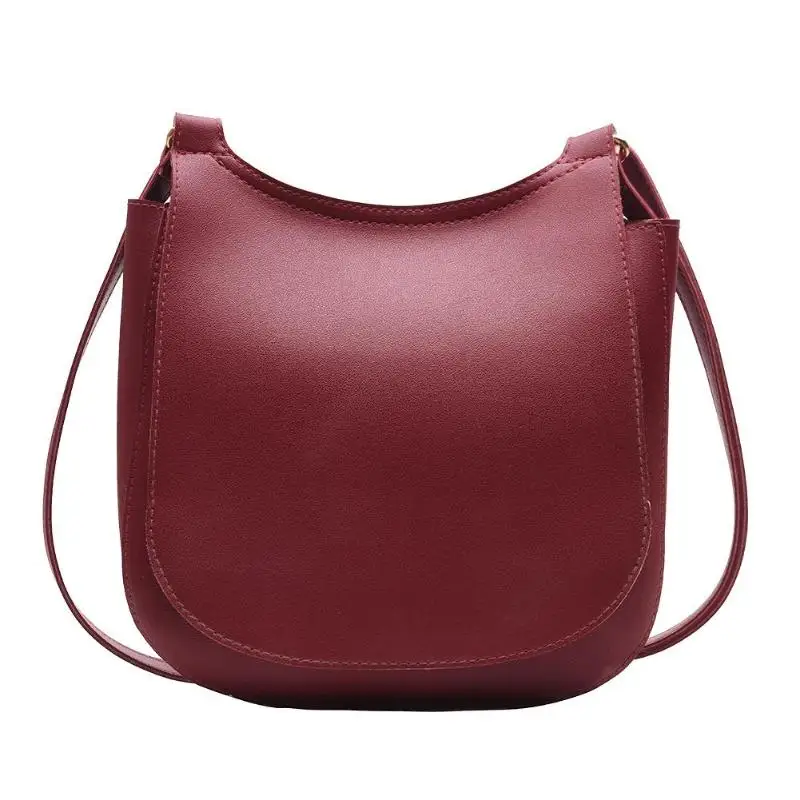 Women Fashion Wide Solid Color Shoulder Handbags Female Simple PU Leather Women Large Capacity Pure Color Flap Crossbody Bags - Цвет: Красный