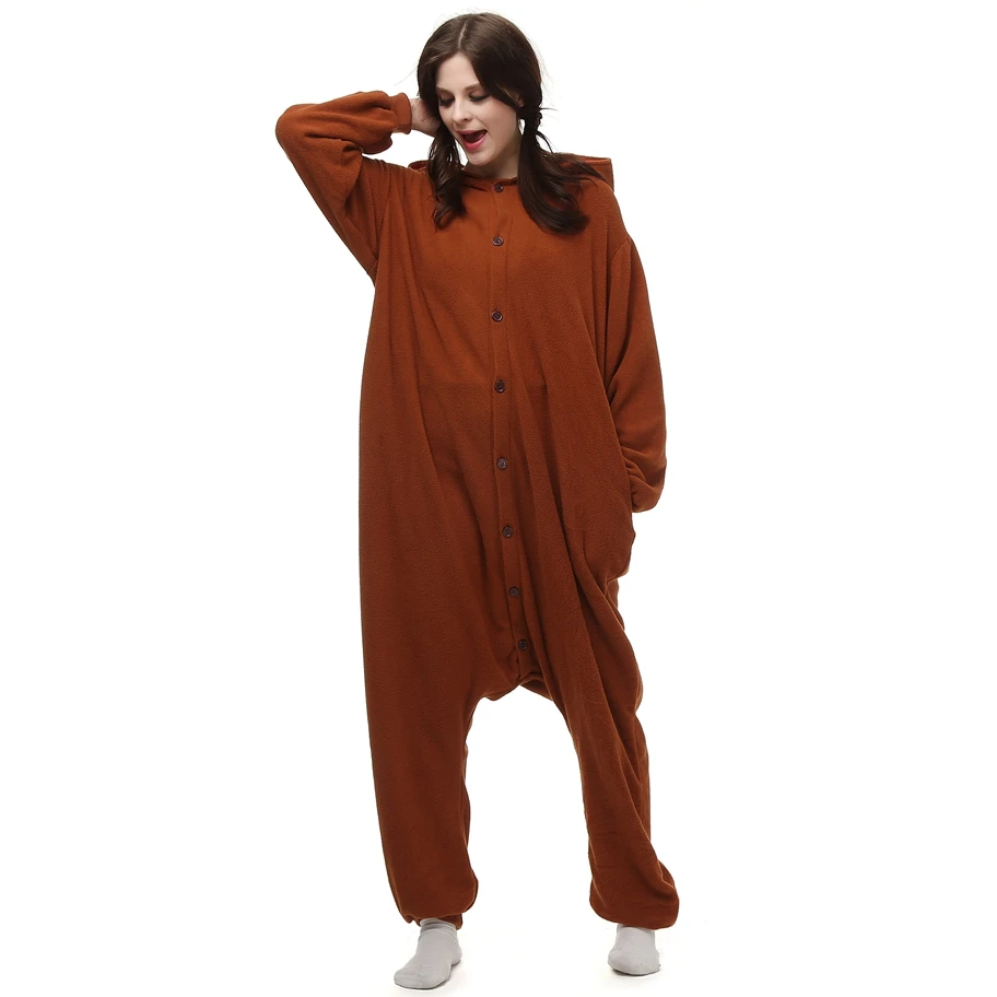 Animal pajamas Brown bear Adult sleep lounge Unisex Pajamas Kigurumi ...