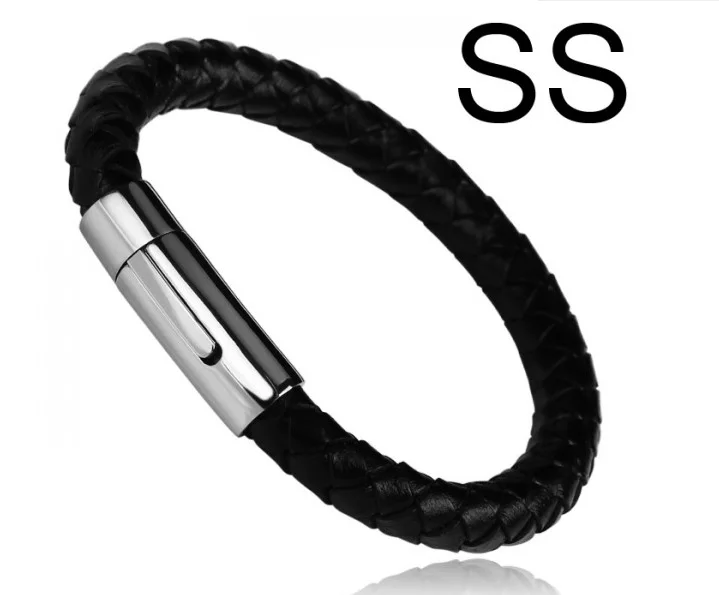 Leather Rope Chain Bracelets,Stainless Steel Clasps Bracelet