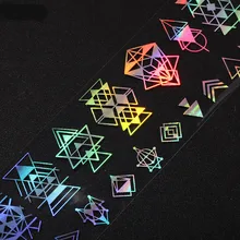 1 рулон 4* 100cmLaser3D стикер для ногтей s Фольга для ногтей геометрический цветок Серебристая Звезда Дизайн ногтей перевод рисунка наклейка для воды голографический лазер
