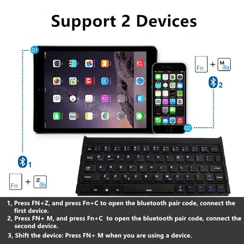 Fanshu Slim Folding Bluetooth Wireless GK808 Tablet Phone Mini Keyboard 64 Keys for iphone ipad Samsung With Cellphone Stand Fanshu Slim Folding Bluetooth Wireless GK808 Tablet Phone Mini Keyboard 64 Keys for iphone ipad Samsung With Cellphone Stand