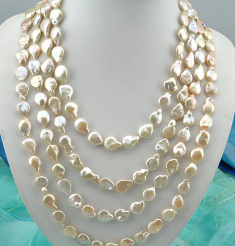 

Jewelr 006455 100" 13x18mm baroque baby pink freshwater pearl necklace