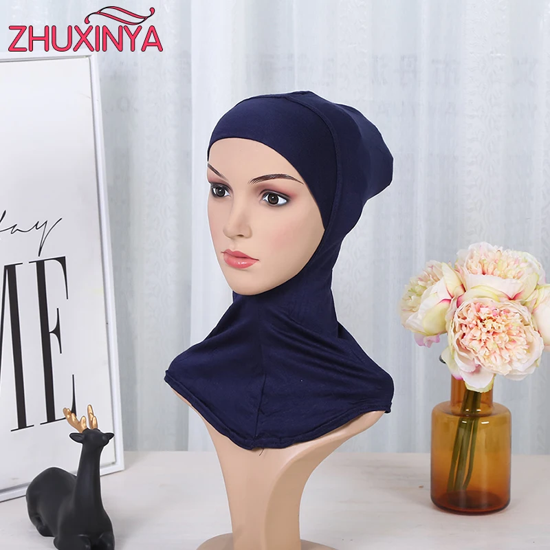 15 Colors Muslim Cotton Full Cover Inner Hijab Caps Bonnet Islamic Underscarf Head Wear Hat