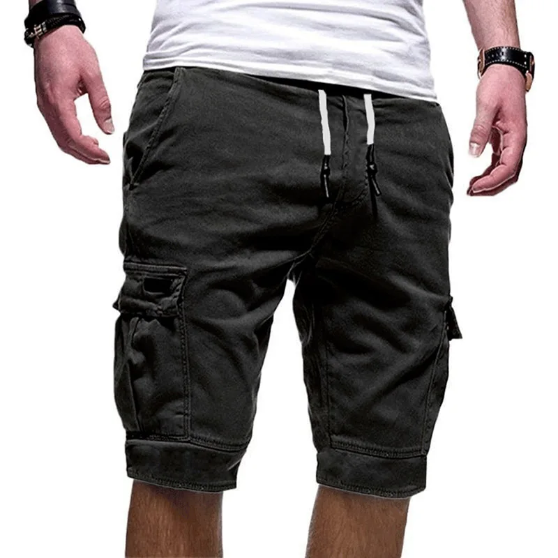 Мужские повседневные брюки с несколькими карманами сплошной цвет дышащий мужские брюки для лета H9