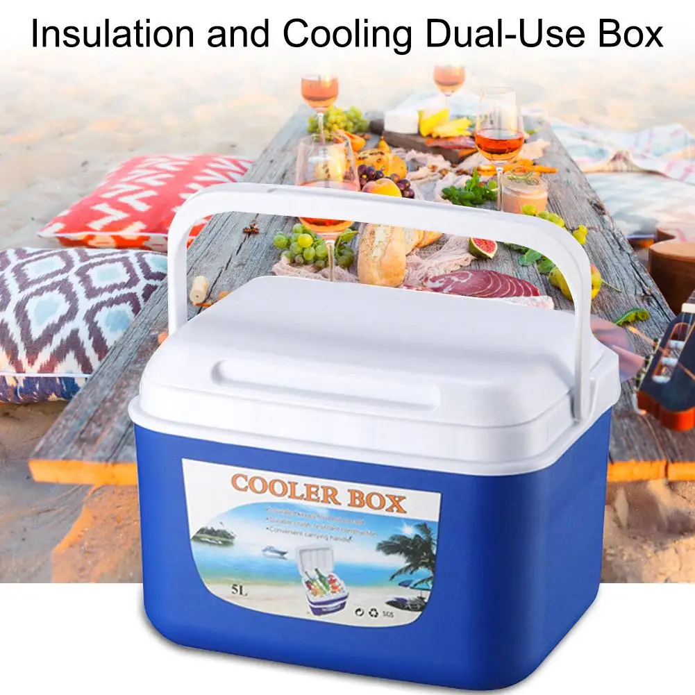 Portable 5L Outdoor Car Insulation Cooling Dual-use Food Box Incubator Food Storage Cold Box Fishing Cooler Box Picnics Fishing