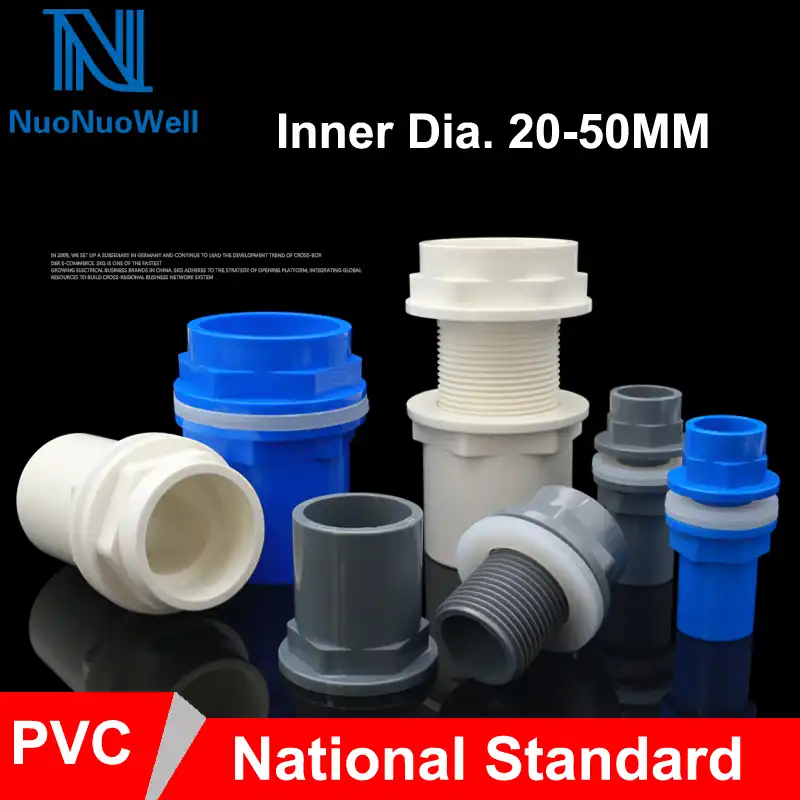 20/25/32mm Blue BulkHead Aquarium Marine Pipe Fitting Connector