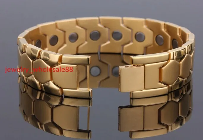 21,5 см* 18 мм модные Титан браслеты из твердосплавных материалов нержавеющая сталь энергия баланс Магнитный серебро/золото оздоравливающие ювелирные изделия