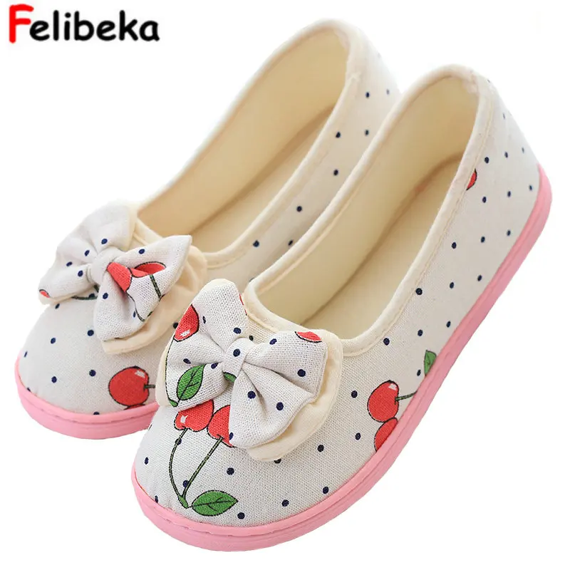 

Lovely soft bottom ladies slippers of the spring and autumn period and the cotton shoes bowknot Home leisure cotton slippers