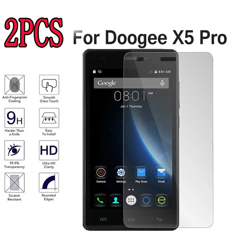 

2PCS Tempered Glass For DOOGEE X5 Protective Film 9H Screen Protector Explosion-proof For DOOGEE X5 Pro