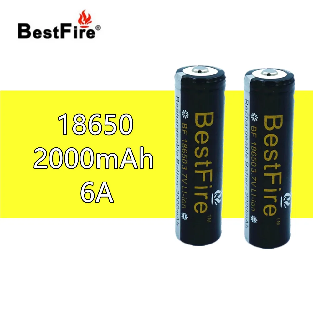 2 шт. оригинальный Bestfire 18650 фонарик литий ионная аккумуляторная батарея 2000 мАч для
