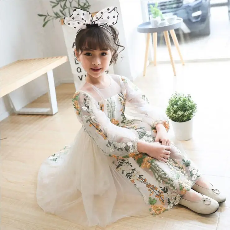 

NEW Girl long sleeve dress Summer floral beach dress princess Teenager prom Design Birthday and wedding party wear Kid clothing