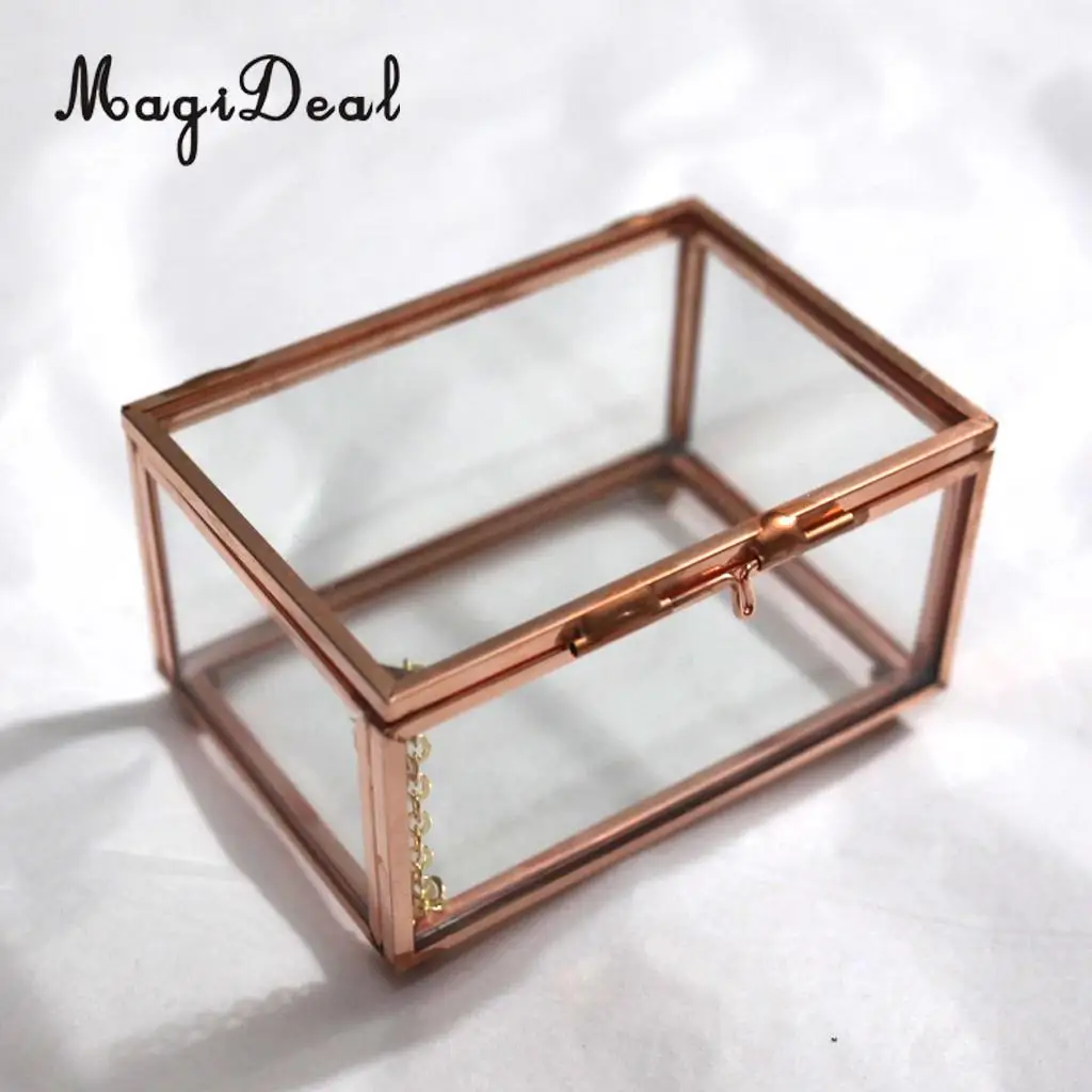 Modern Glass Metal Cuboid Geometric Terrarium Succulent Plants Planter Container Jewelry Holder Gift Favor Copper
