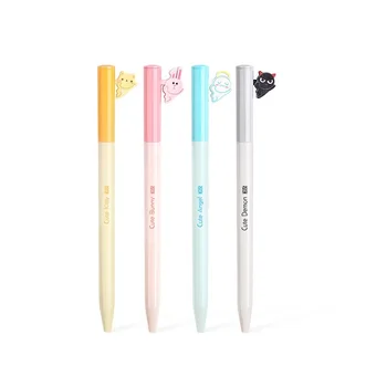 

24 pcs/Lot Cartoon gel pens Ballpoint 0.5mm Cute cat rabbit Angel Demon Black color Stationery Office accessories school A6656