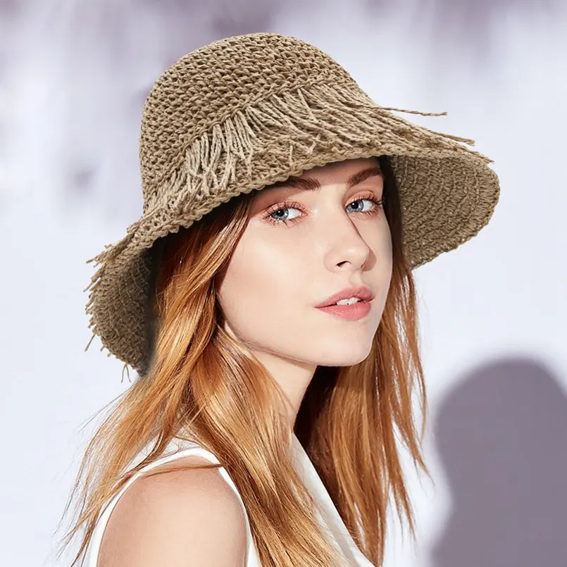 JazRvr Damen Strohhut - Leichter Sommerhut Mit Breiter Krempe