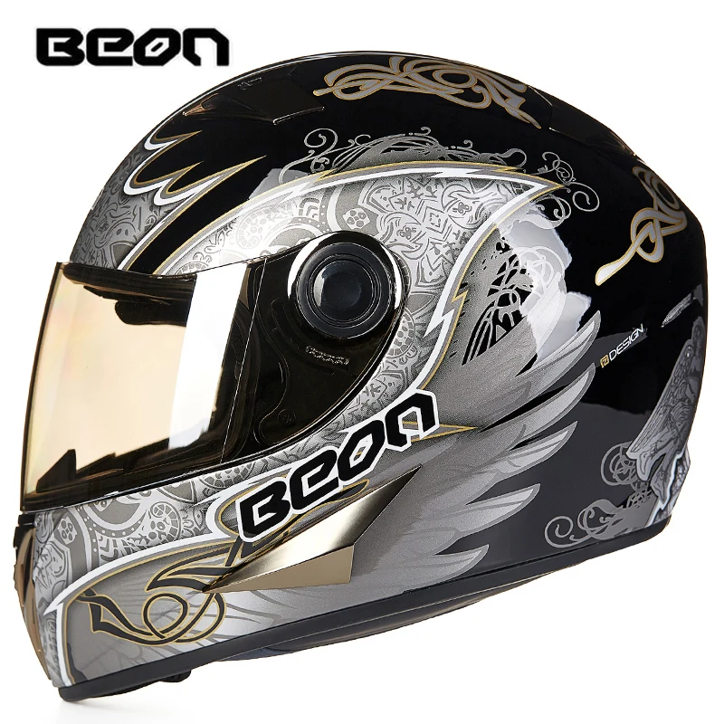 Классический мотоциклетный шлем BEON Four Seans для картинга на все лицо|helmet retro|brand