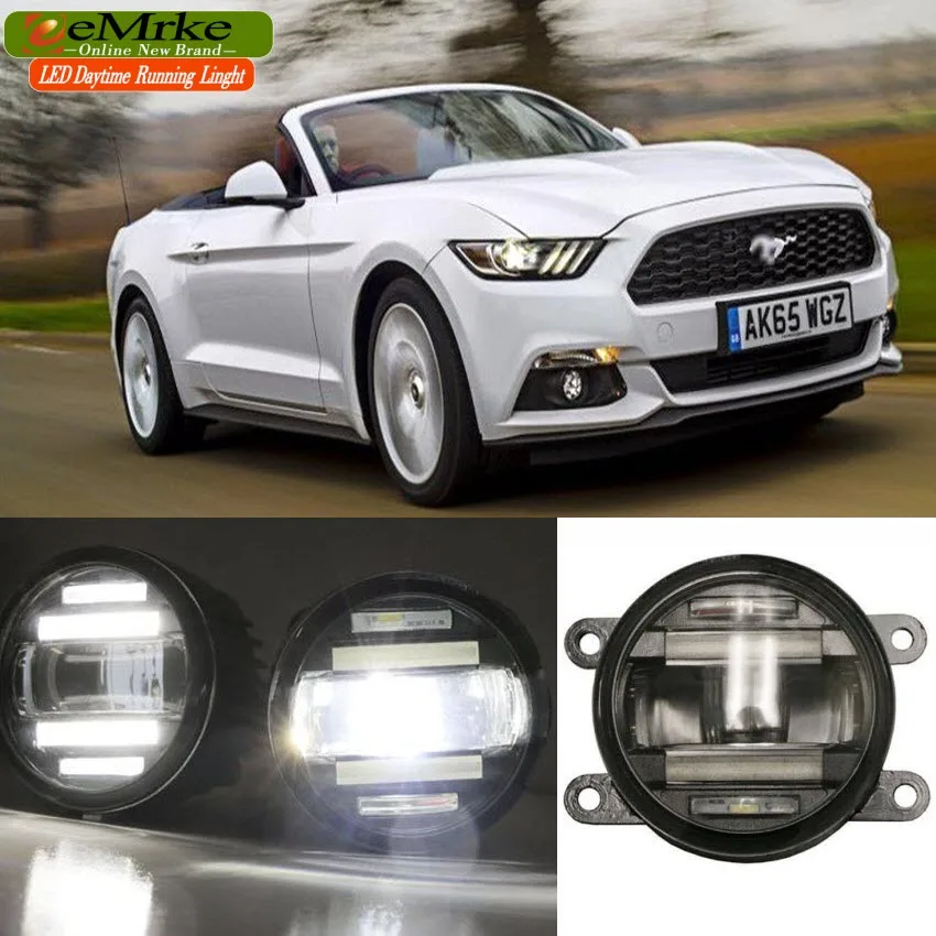 eeMrke Car Styling For Ford Mustang 2015 2016 2 in 1 LED Fog Light Lamp DRL With Lens Daytime Running Lights | Автомобили и