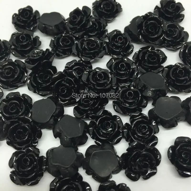 

100pcs 12mm Black Resin Rose Flowers Flatbacks Cabochons Fit Scrapbooking Cardmaking DIY Crafts Embellishments