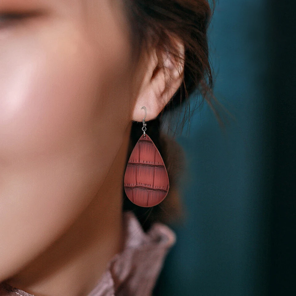 

New Arrivals Hot Fashion Simple Round Brincos Oorbellen Statement Pu Leather Teardrop Earrings Women banquet Earrings Jewelry