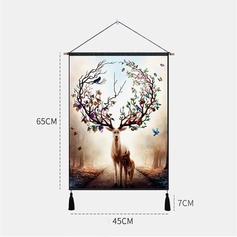 Зеленый гобелен с изображением листьев настенный 45*65 см художественная живопись