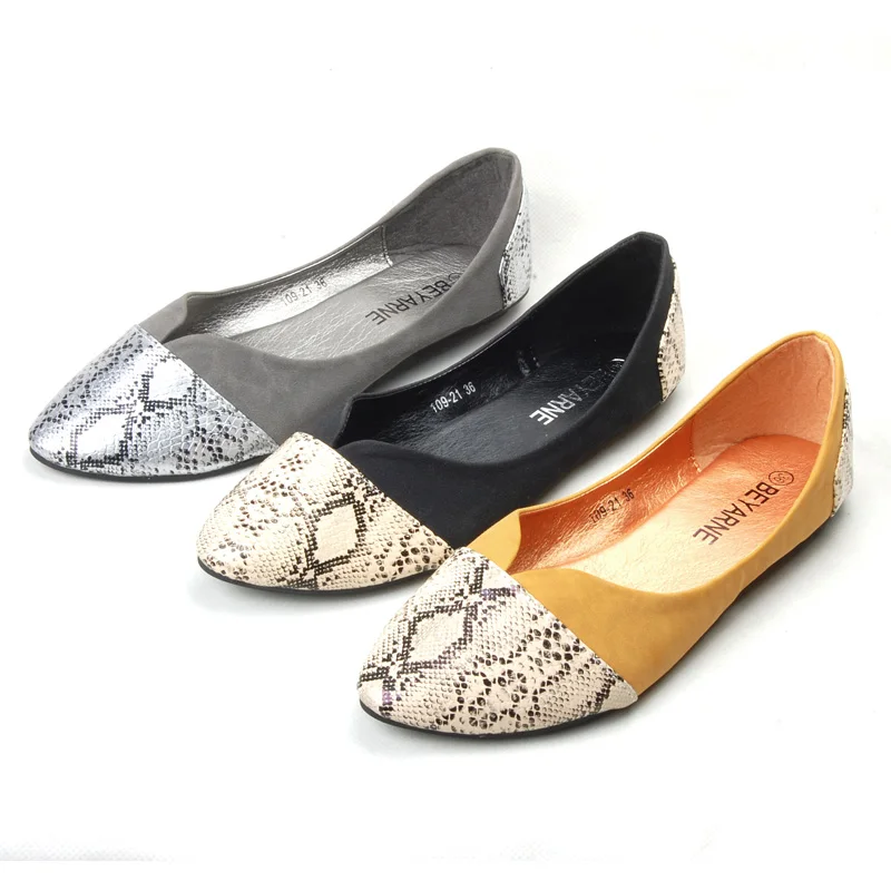 

Lady Beyarne Zapatos Mujer 2016 New Mixed Colors Printing Leather Pointy Toe Plus size 41 Thin Lady Ballerina Shoes Flat Slip-On