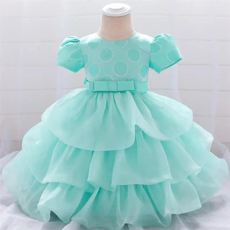 Платье для новорожденных девочек, платье на крестины для маленьких девочек, праздничное платье принцессы, одежда для маленьких девочек 3, 6, 9, 12, 18, 24 месяцев - Цвет: Green