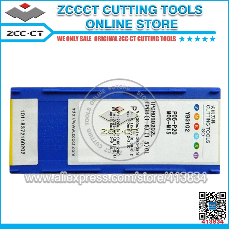 

10pcs ZCC inserts TPGH090202L YBG102 ZCC.CT left hand cnc turning insert for finishing of P M K workpiece