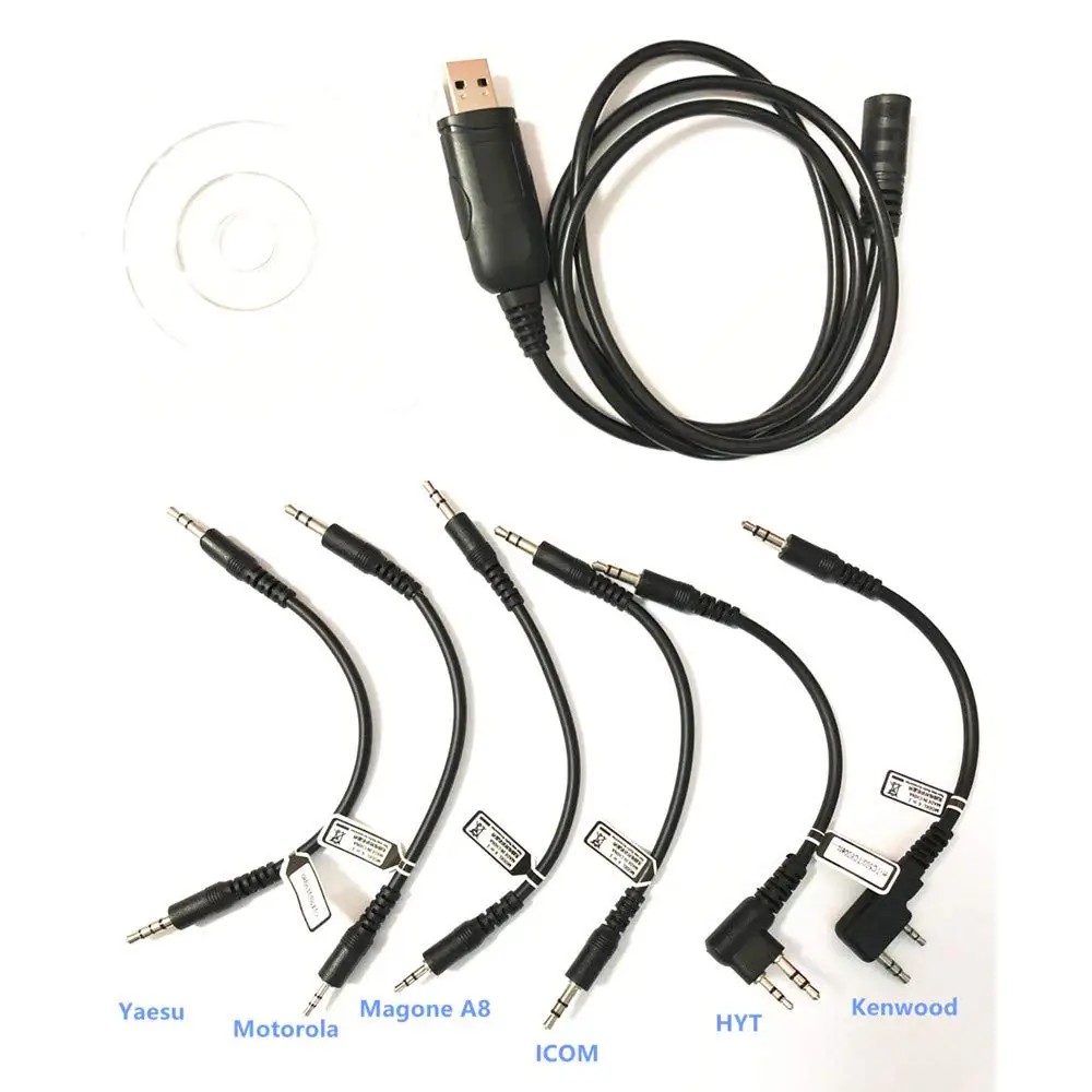 

6-in-1 USB programming cable with adaptor for motorola kenwood Icom Vertex Wouxun Puxing Tyt Linton FDC Quansheng Baofeng 6 in 1