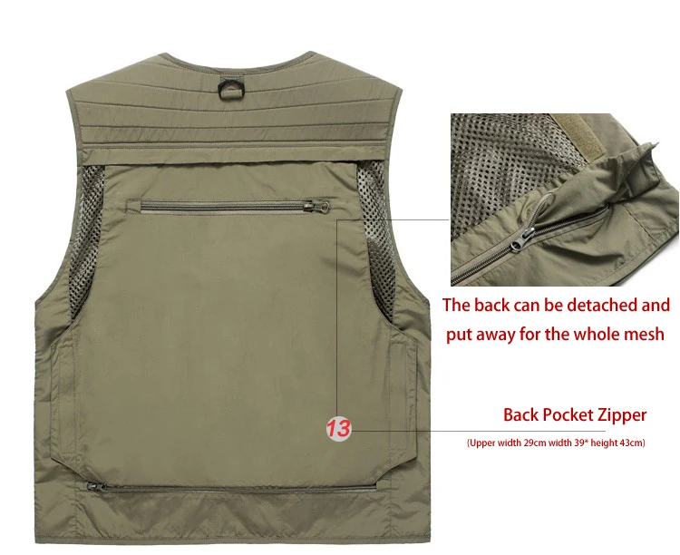  MANLI Outdoor Brand Hiking Vests Waistcoat For Men Multi-pockets Unloading Dry Thin Mesh Photograph