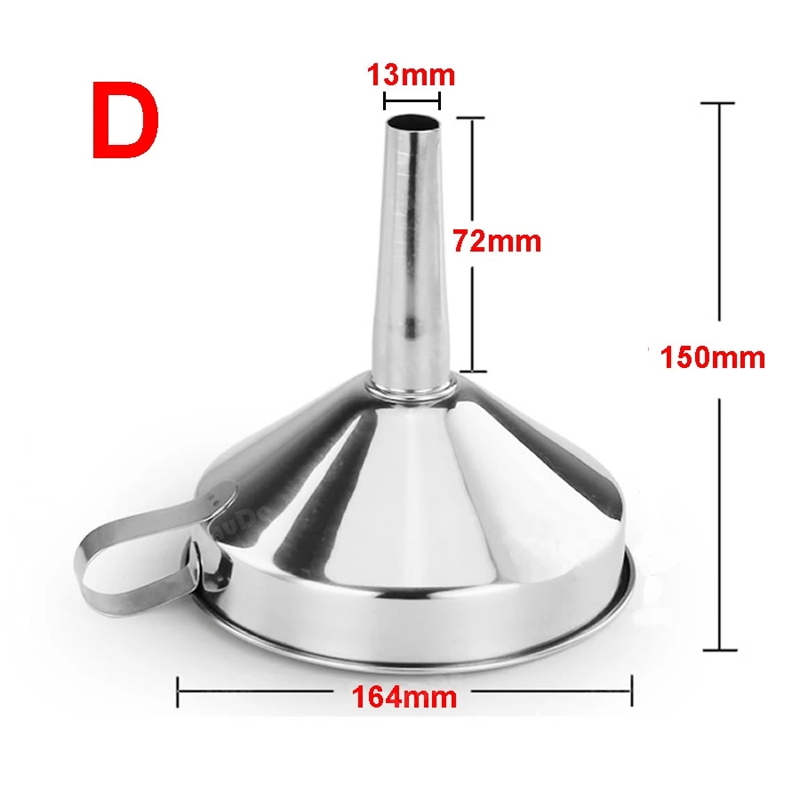 Высококачественная Воронка Из Нержавеющей Стали, медицинская лаборатория, воронка для вина, масляная Воронка для кухни, уплотненная с фильтрующей сеткой 10-16 см - Цвет: D
