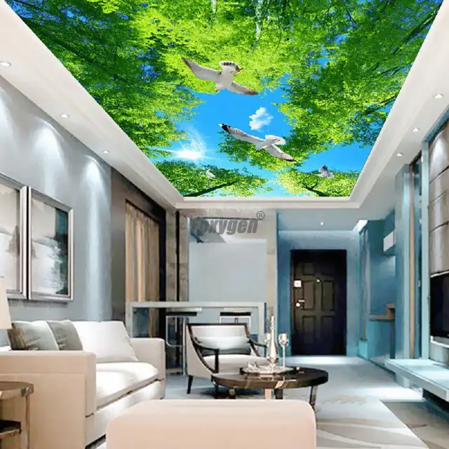 Us 90 0 Nature Designs Digital Printed And Uv Printing False And Suspended Ceiling Pop Ceiling Pvc Stretch Ceiling Panel Design In Wallpapers From