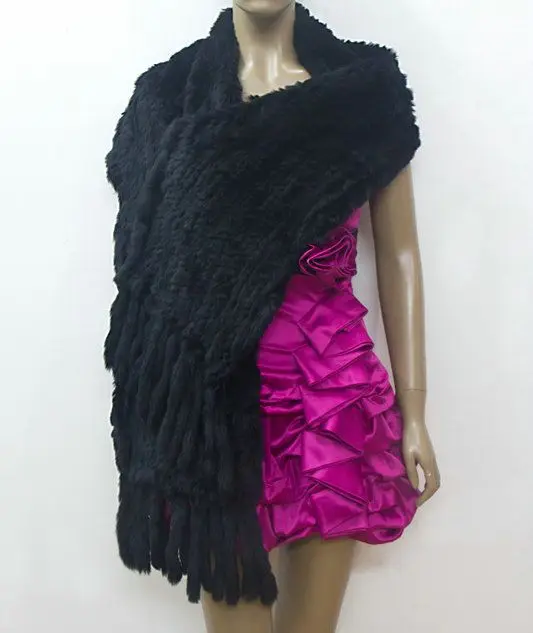 O envio gratuito de 2013 de Moda de Varejo/atacado/OEM New Natural Coelho Malha Fur Pashmina cachecol Senhoras Xaile Da Pele