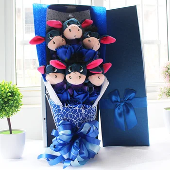 

48cm PP Cotton Eeyore Donkey with soap flowers cartoon bouquets Stuff Animal Plush Toys Creative Valentine Graduation Gift