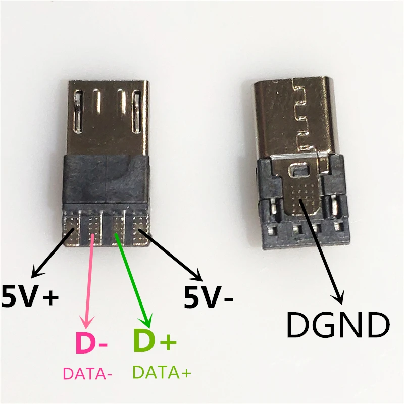 Micro USB Male Port Connector, Conwork 10Pack Straight Jack Solder
