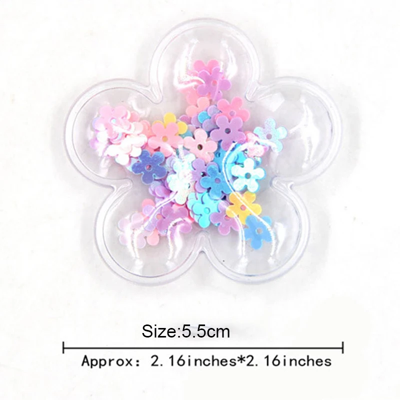 10 шт./лот, 5,5 см, прозрачный цветок с разноцветными блестками, струящаяся аппликация, аксессуары для рукоделия, украшения ручной работы