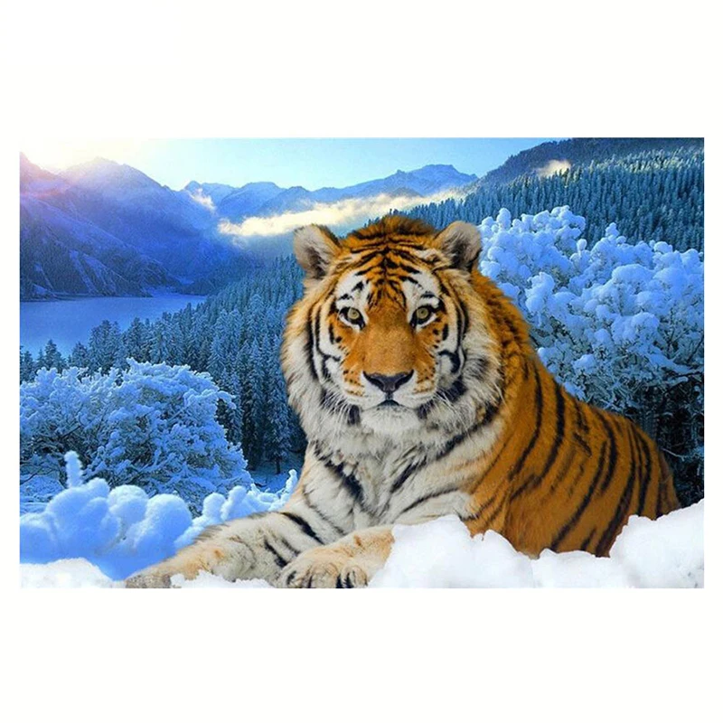 

Diamond Painting Cross Stitch Square Diamonds Mosaic Animal Tiger 5D Diamond Embroidery Needlework Patterns Rhinestone Paintings