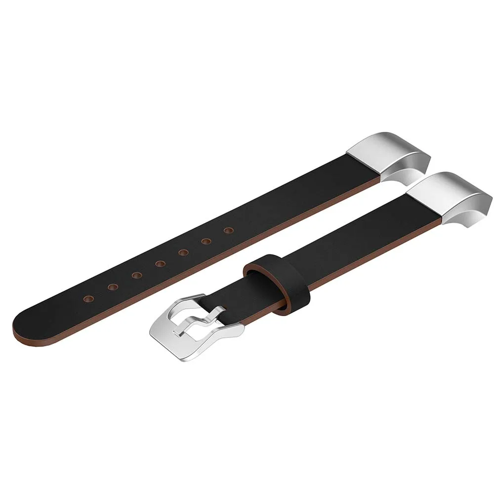 Из натуральной кожи сердечного ритма браслет ремешок для Fitbit Alta Смарт часы Группа ремешок для Fitbit один круг Кожа WristBelt - Цвет: black
