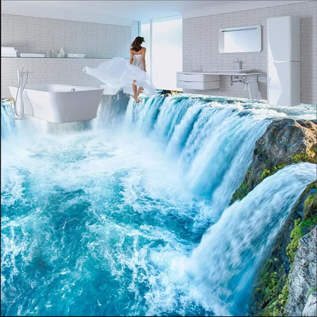 bathroom Custom floor mural wall paper wear non slip