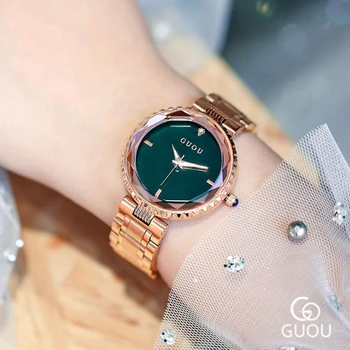 

GUOU Women's Watches 2018 Fashion Watch Women Luxury Rose Gold Simple Ladies Watch Clock Watch Diamond relogio feminino saat