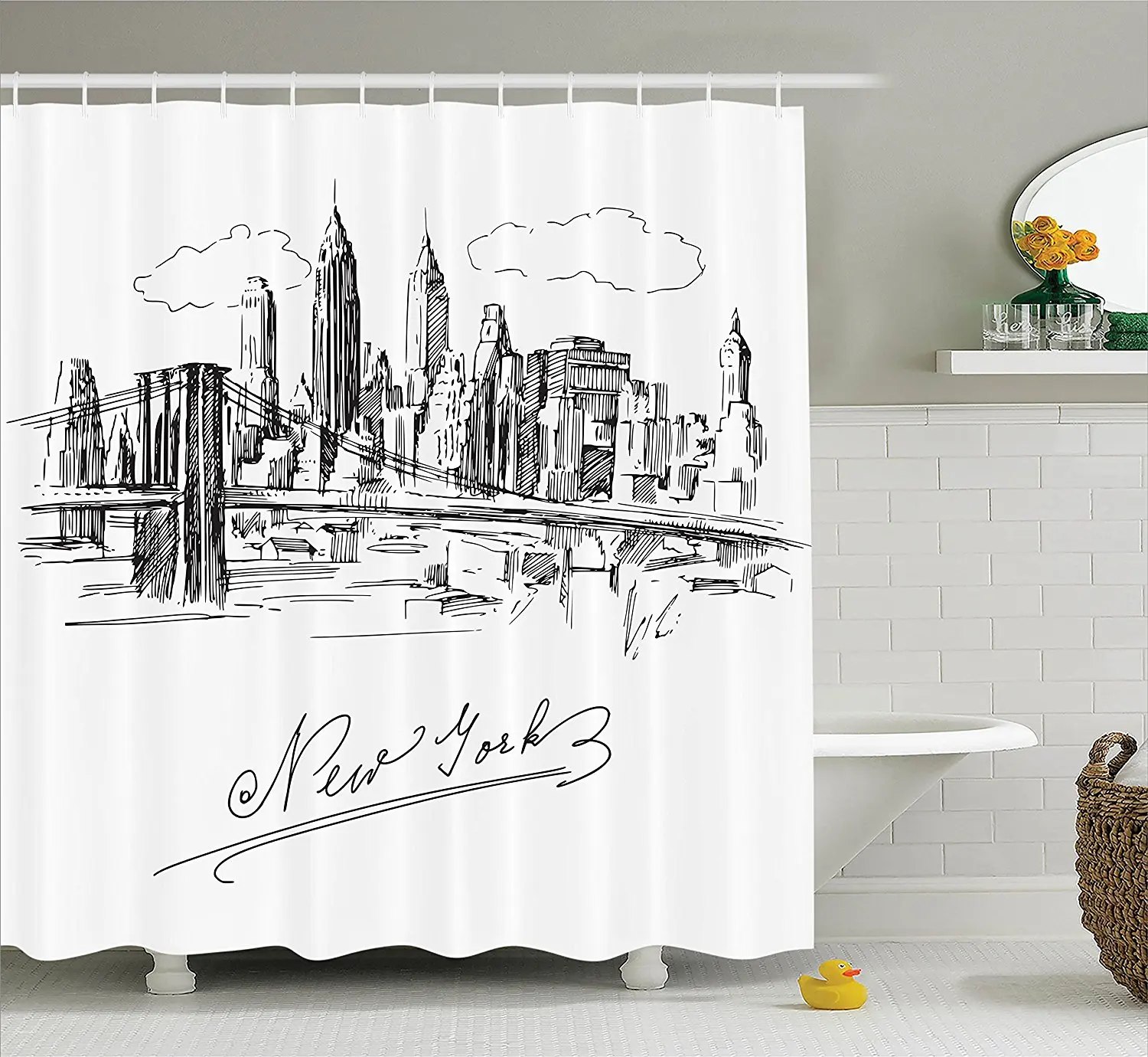Online Get Cheap Contemporary Shower Curtain Aliexpresscom - New York Contemporary Business Metropolis Corporate Town Monochromic Sketch Polyester Fabric Bathroom Shower Curtain S online get cheap contemporary shower curtain aliexpresscom - new york contemporary business metropolis corporate town monochromic sketch polyester fabric bathroom shower curtain s