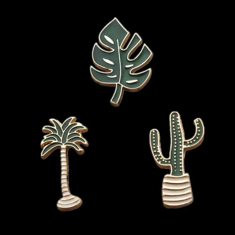 

Leaf Leaves Coconut Tree Cactus Cartoon Plant Fashion Brooches Jacks For Women And Kids Broche