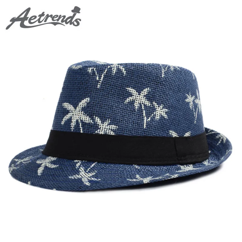 

[AETRENDS] Classic Male Fedora Straw Hat Summer Hats for Men Beach Panama Hat Z-5309