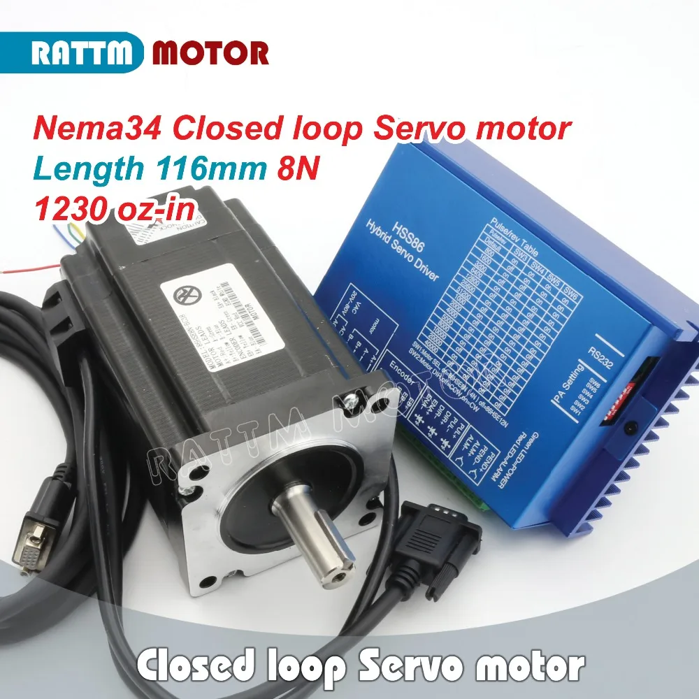 

Ukraine Ship! Nema34 Closed-Loop Servo motor 8N.m/1230oz-in/ 6A 2-Phase & 2HSS86 Hybrid Step-servo Driver 8A AC24~70V /DC30~100V