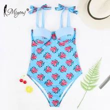 Miyouj чашка бикини пуш-ап купальник женский купальный костюм цветочный женский купальник с бантом купальник с ремешками высокий качественный комбинезон купальник