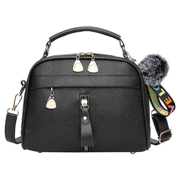 

New Elegant Shoulder Bag Women Wild Simple Messenger Bag For Girls Wild Hair Ball Small Square Messenger Bag Solid Color K626